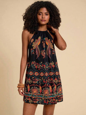 Vestido Travachique Floral Preto