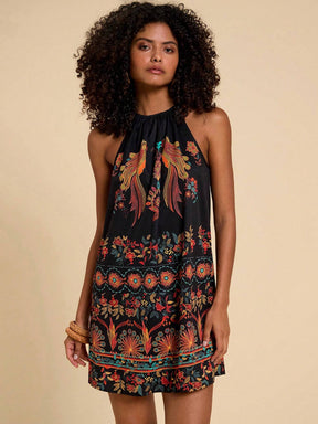 Vestido Travachique Floral Preto