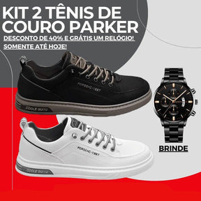 Tênis de Couro Masculino Parker - KIT 2 PARES