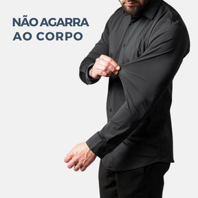 Camisa Masculina Social Lisa Conforto Anti Amassado